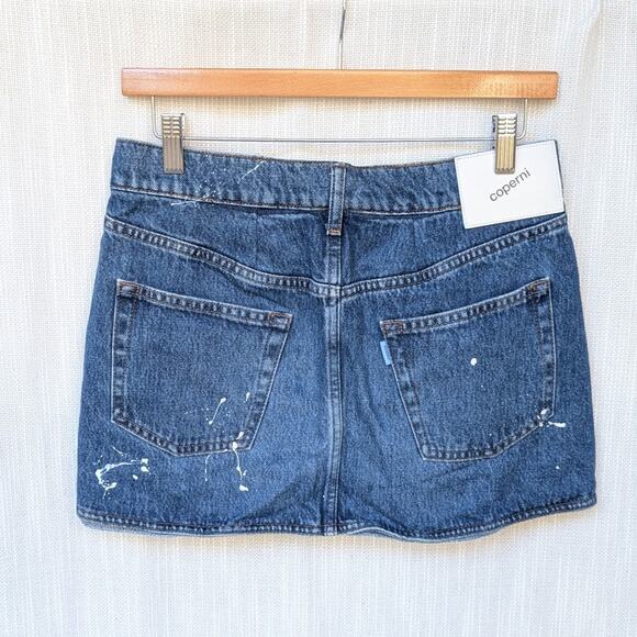 Coperni Blue Denim Paint-splatter Mini Wrap Skirt, Size 8 - Picture 3 of 10